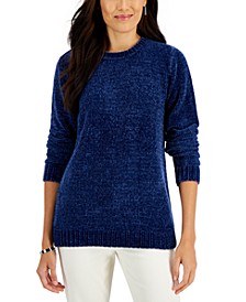 Petite Crewneck Chenille Sweater, Created for Macy's