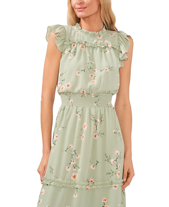 Anna-Kaci Women¡¯s Floral Print Smocked Waist Dress with Long Sleeves, V-Neckline, and Ruffled Hem for a Feminine and Flattering Fit main image 0