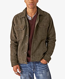 Military-Inspired Genuine Leather Shirt Jacket