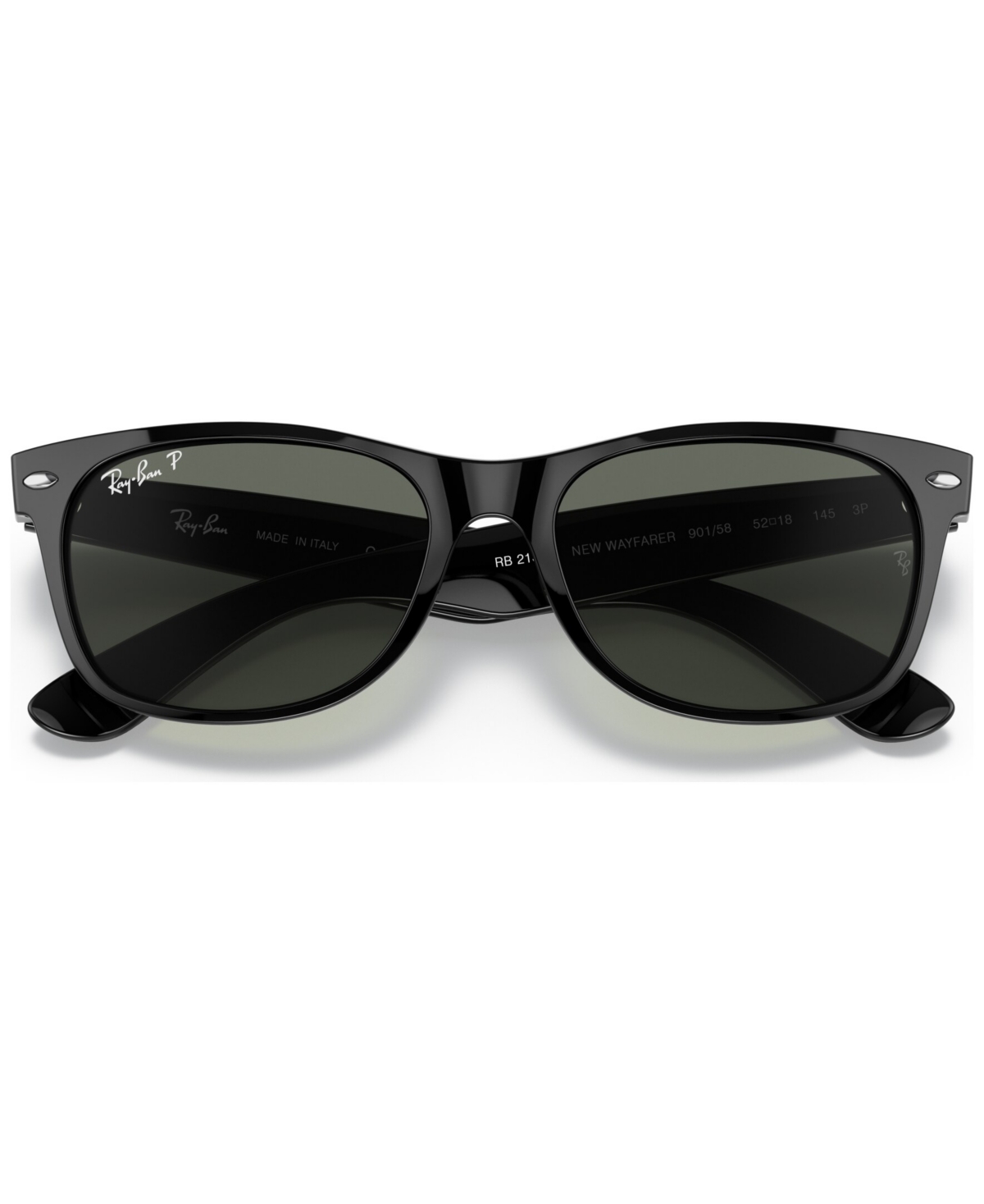 Ray Ban Unisex Polarized Low Bridge Fit Sunglasses, Rb2132f New Wayfarer Classic 55 In Black