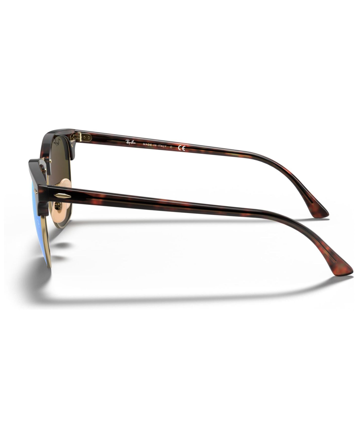 Солнцезащитные очки Ray-Ban Unisex Sunglasses, RB3016 Clubmaster Mineral Flash Lenses, цвет: Золотой синий — фото 7