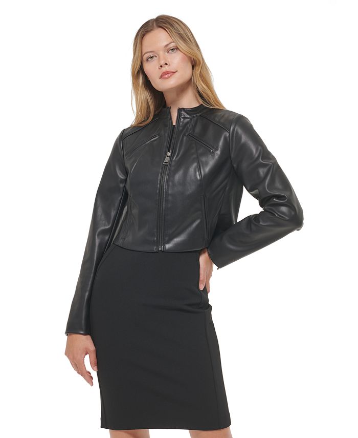 Dkny leather online moto jacket