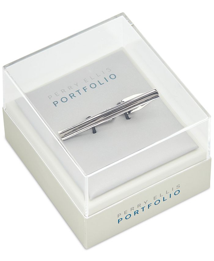 Perry Ellis Portfolio Men's Silver Strip Tie Bar Macy's