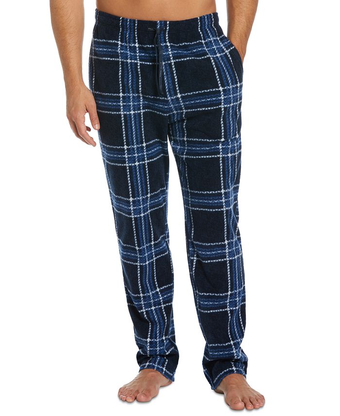 Perry Ellis Portfolio Men's Chevron Plaid Textured Fleece Pajama Pants ...