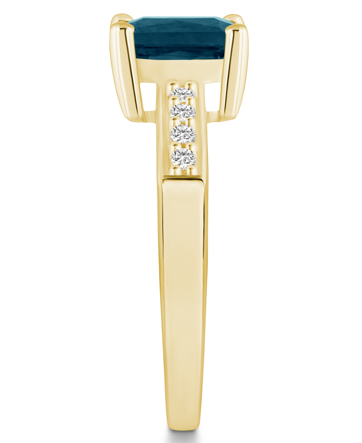 London Blue Topaz (2 ct .t.w.) and Diamond (1/8 ct .t.w.) Ring in 14K Yellow- Gold