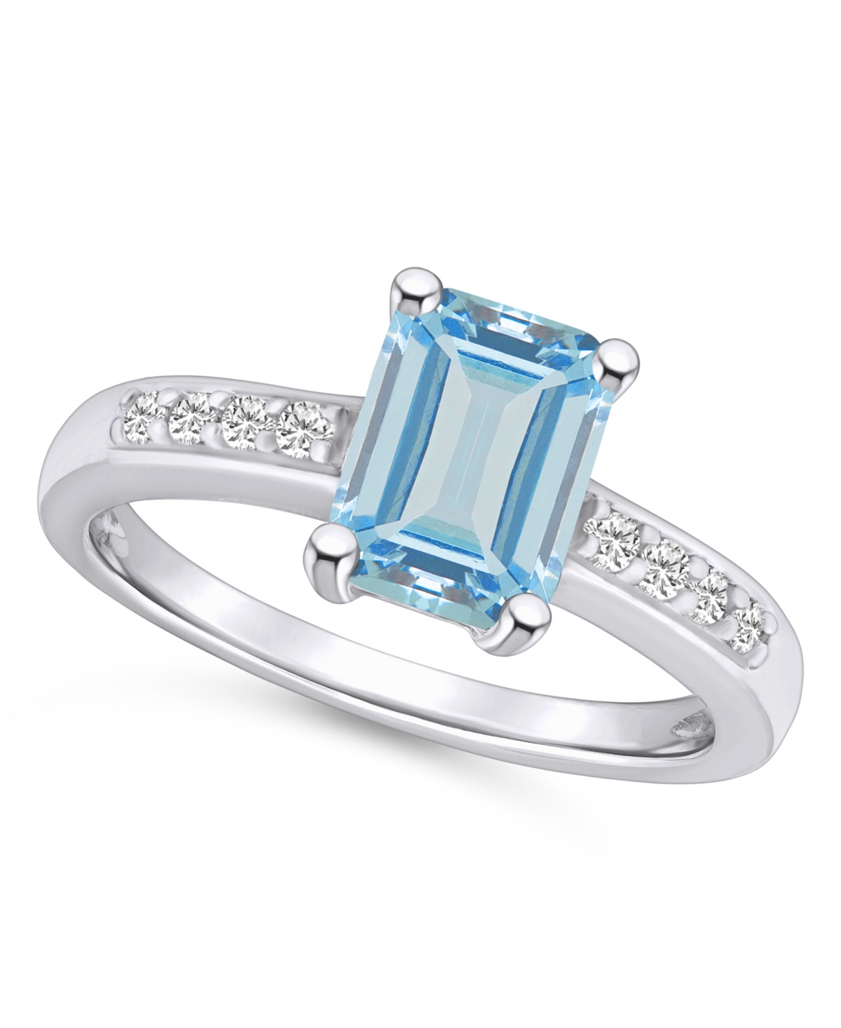 Aquamarine (1-3/8 ct .t.w.) and Diamond (1/8 ct .t.w.) Ring in 14K Yellow Gold