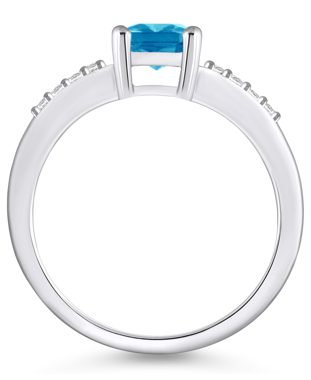 Blue Topaz (2 ct .t.w.) and Diamond (1/8 ct .t.w.) Ring in 14K Yellow Gold