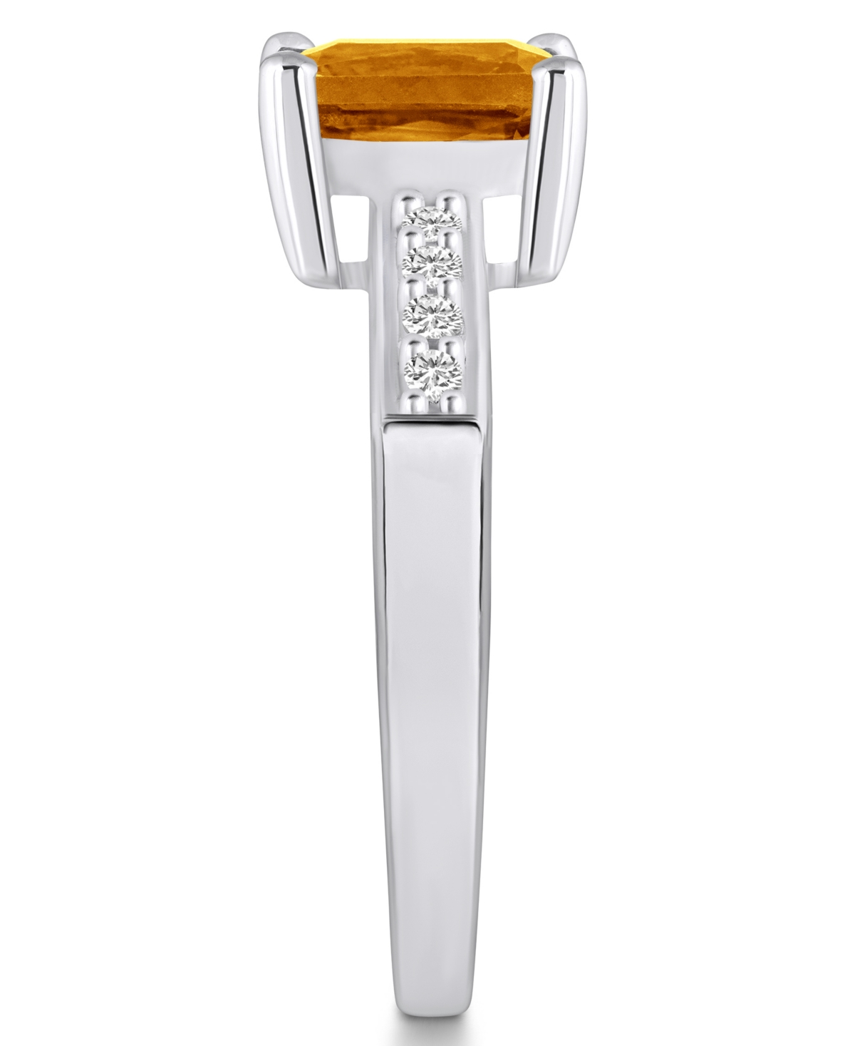 Citrine (1-5/8 ct .t.w.) and Diamond (1/8 ct .t.w.) Ring in 14K Yellow Gold