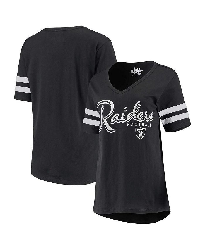 Nfl Las Vegas Raiders Women's Plus Size Short Sleeve V-neck T-shirt