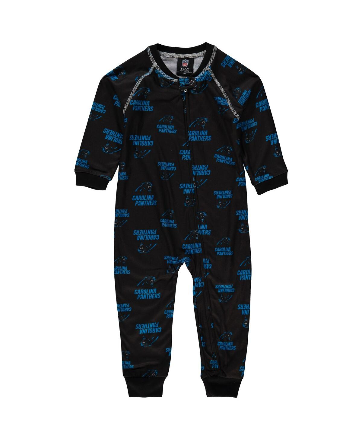 Outerstuff Toddler Boys And Girls Black Carolina Panthers Piped Raglan Full-zip Jumper In Black