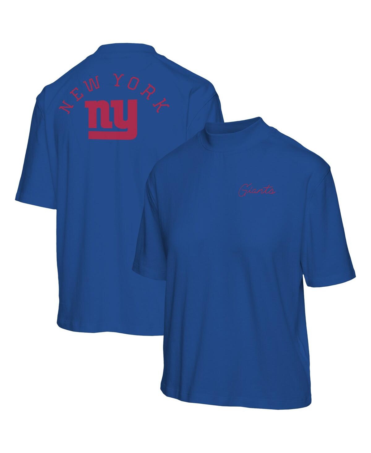 Women's Junk Food Royal New York Giants Half-Sleeve Mock Neck T-shirt - Royal