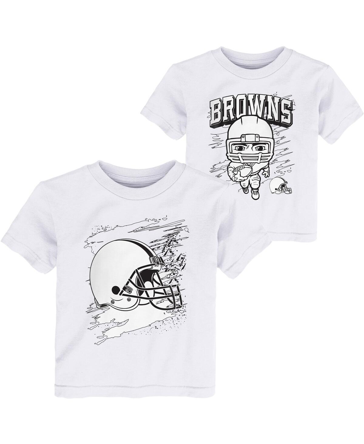 Outerstuff Babies' Toddler Boys White Cleveland Browns Coloring Activity Two-pack T-shirt Set