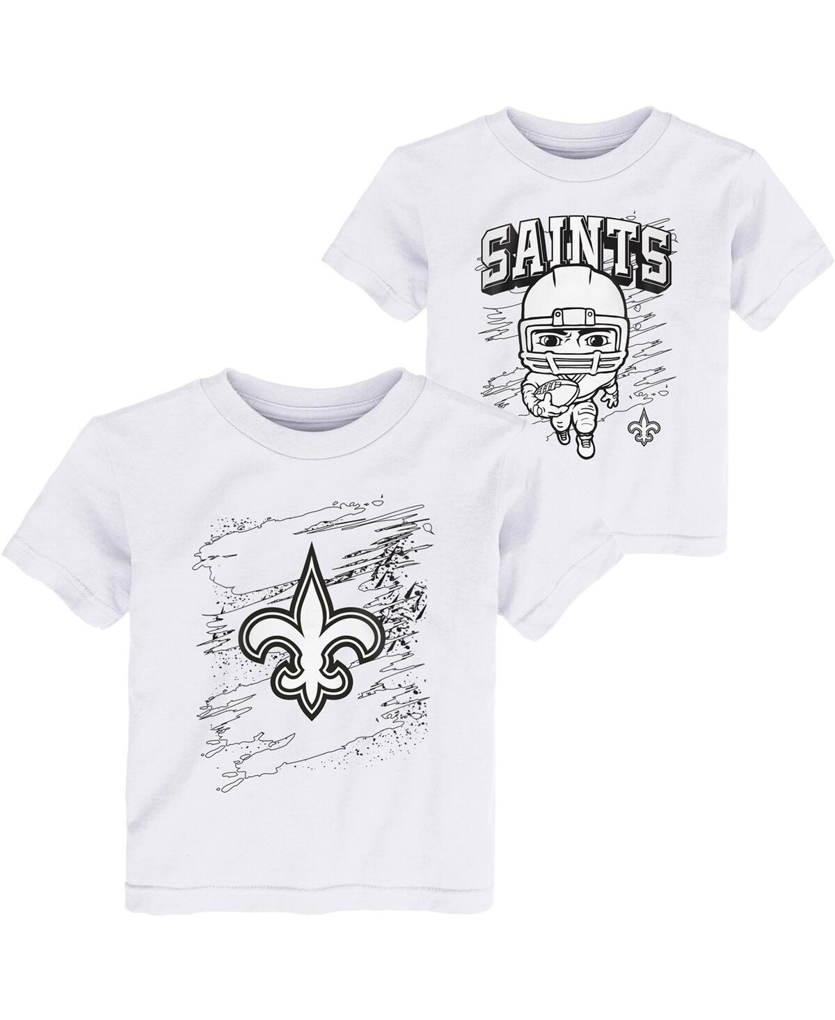 Outerstuff Babies' Toddler Boys White New Orleans Saints Coloring Activity Two-pack T-shirt Set