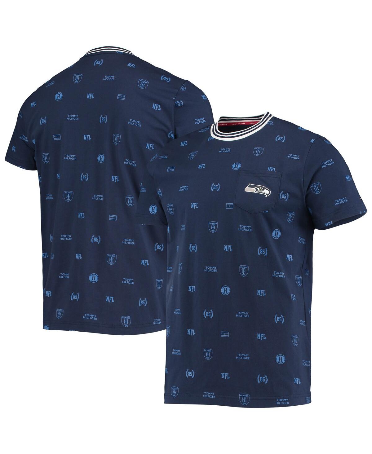 Shop Tommy Hilfiger Men's  College Navy Seattle Seahawks Essential Pocket T-shirt