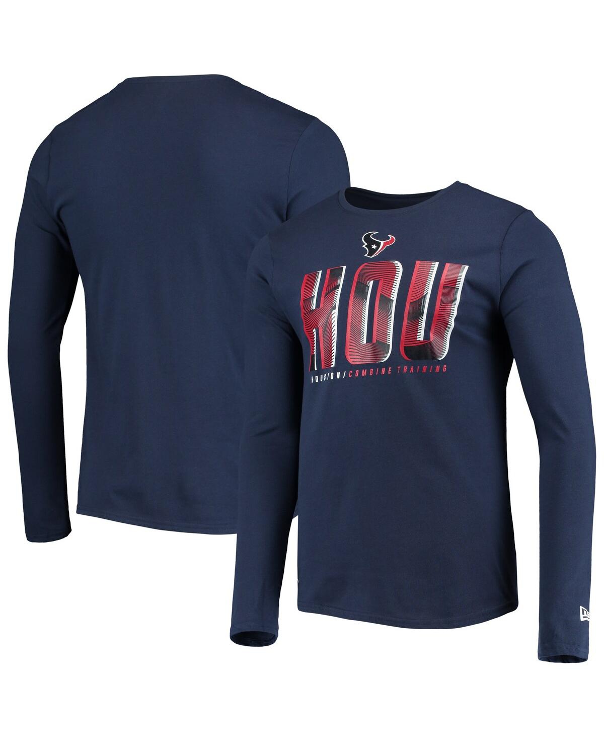Men's New EraHouston Texans Combine Authentic Static Abbreviation Long Sleeve T-shirt - Navy
