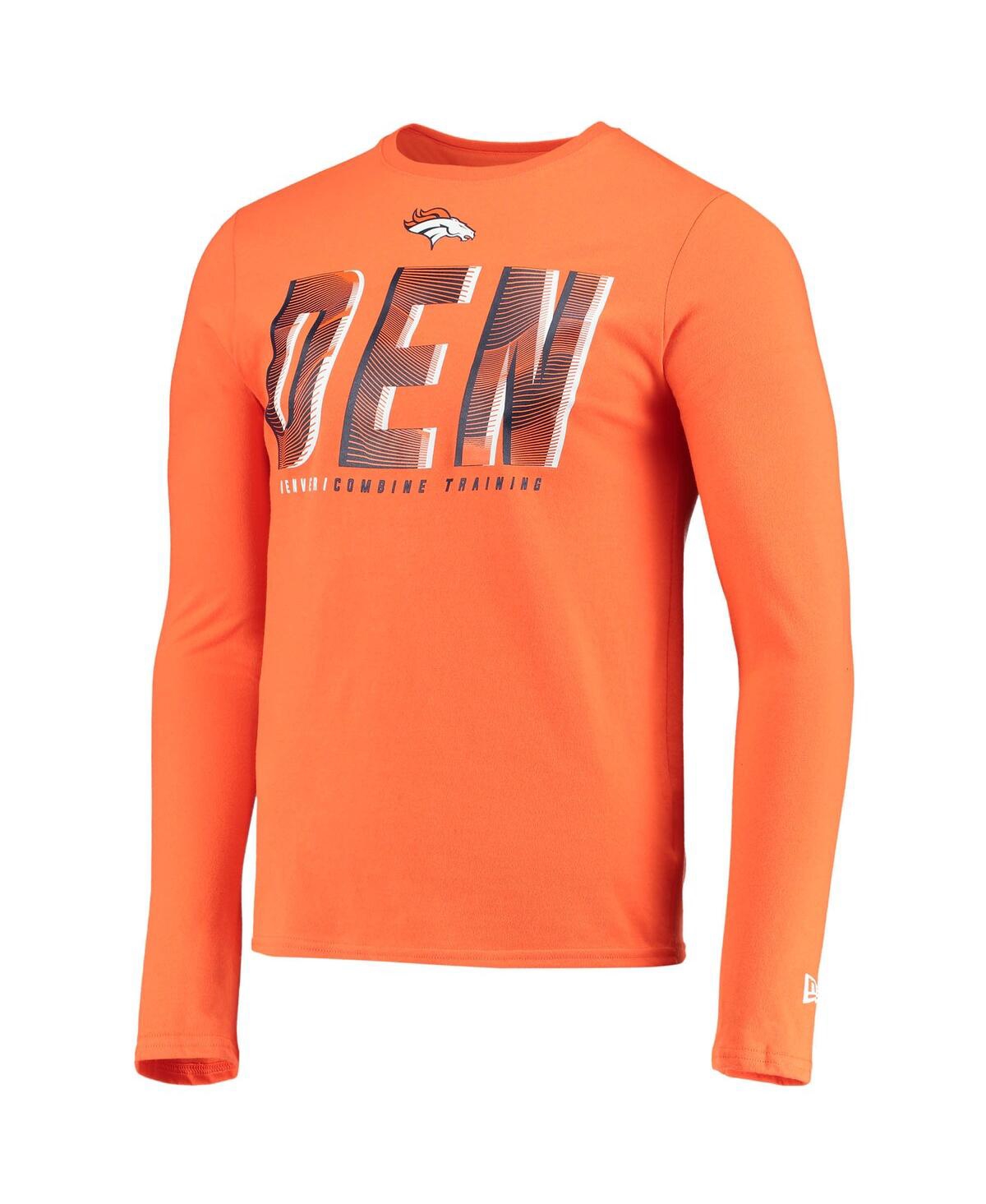 New Era Orange Denver Broncos Combine Authentic Static Abbreviation Long Sleeve T-shirt In Orange