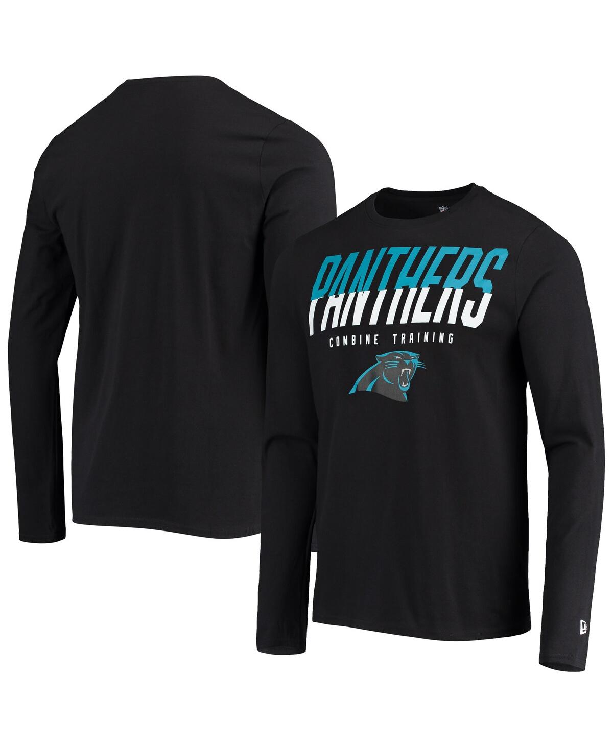 Men's New EraCarolina Panthers Combine Authentic Split Line Long Sleeve T-shirt - Black