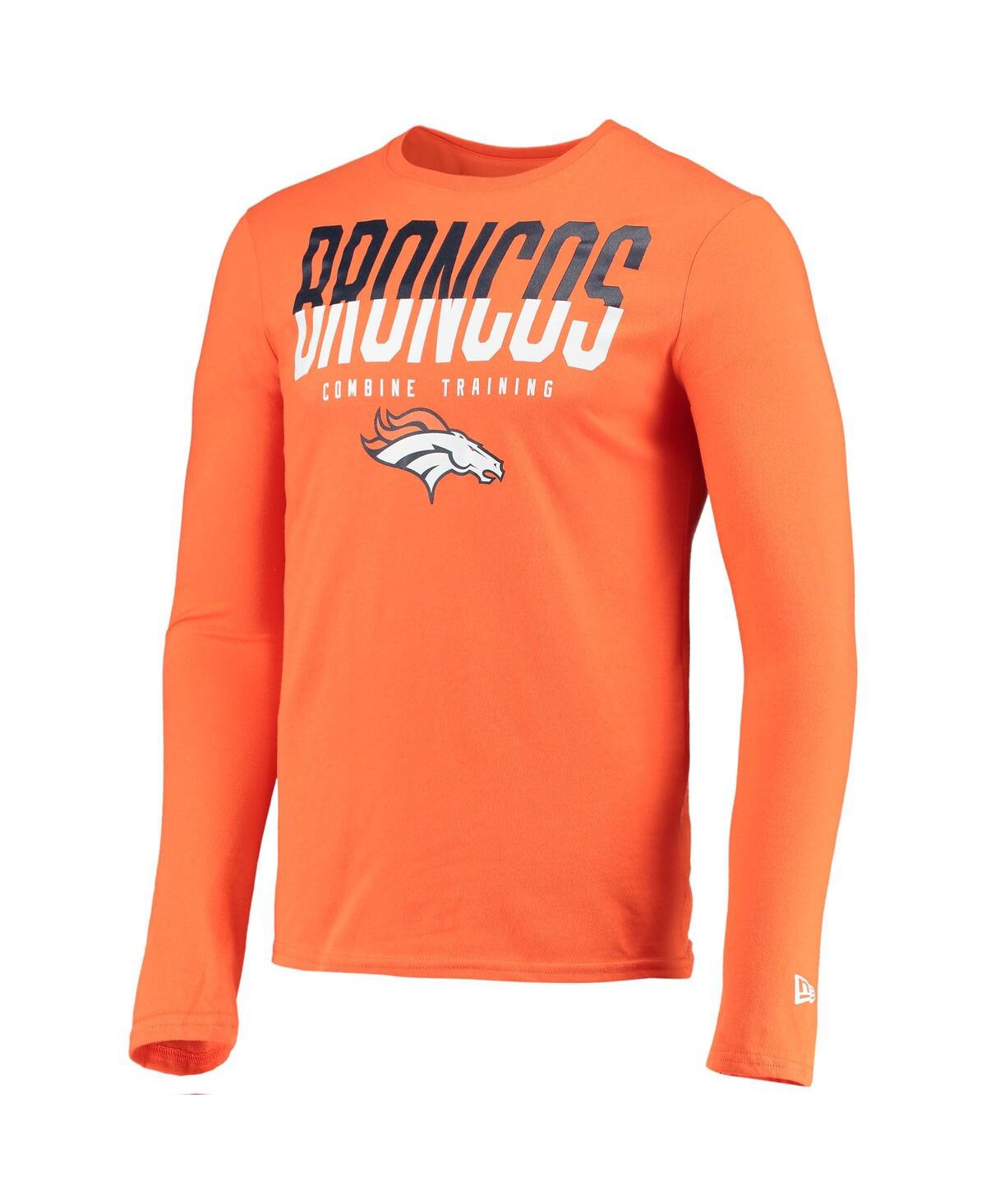 Men's New EraDenver Broncos Combine Authentic Split Line Long Sleeve T-shirt - Orange