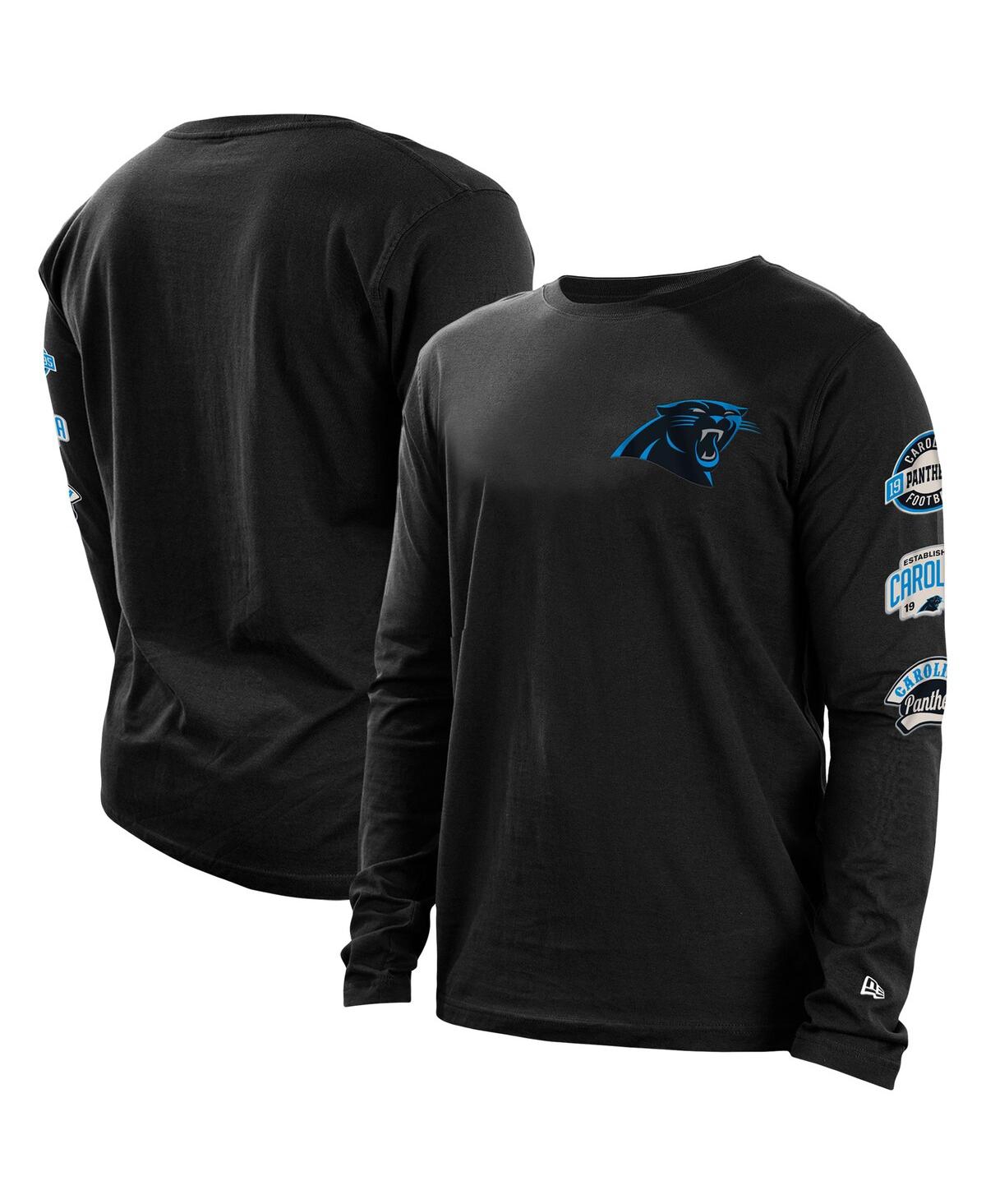 New Era Men's  Black Carolina Panthers Hype 2-hit Long Sleeve T-shirt