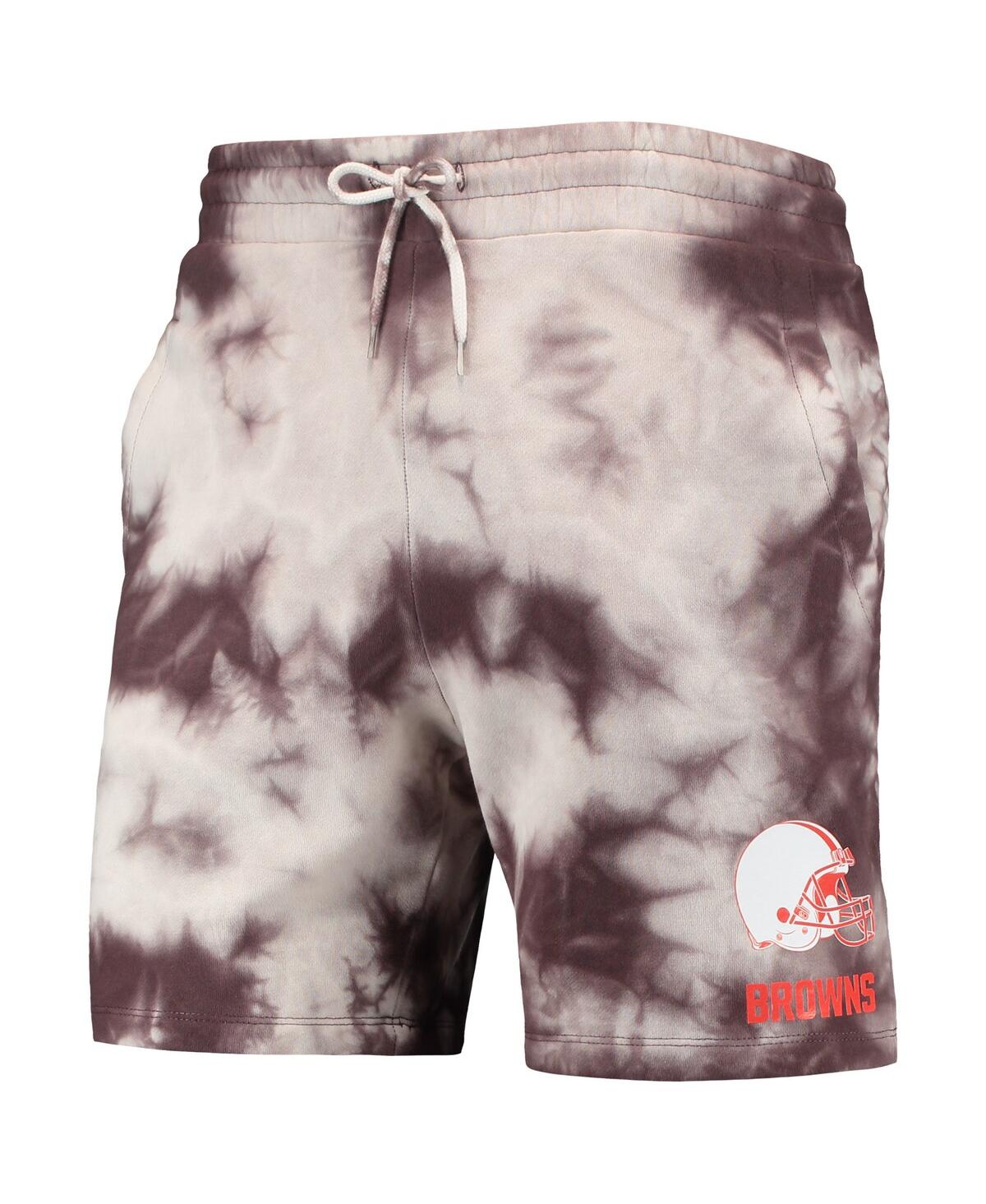 NEW ERA MEN'S NEW ERA BROWN CLEVELAND BROWNS TIE-DYE SHORTS 