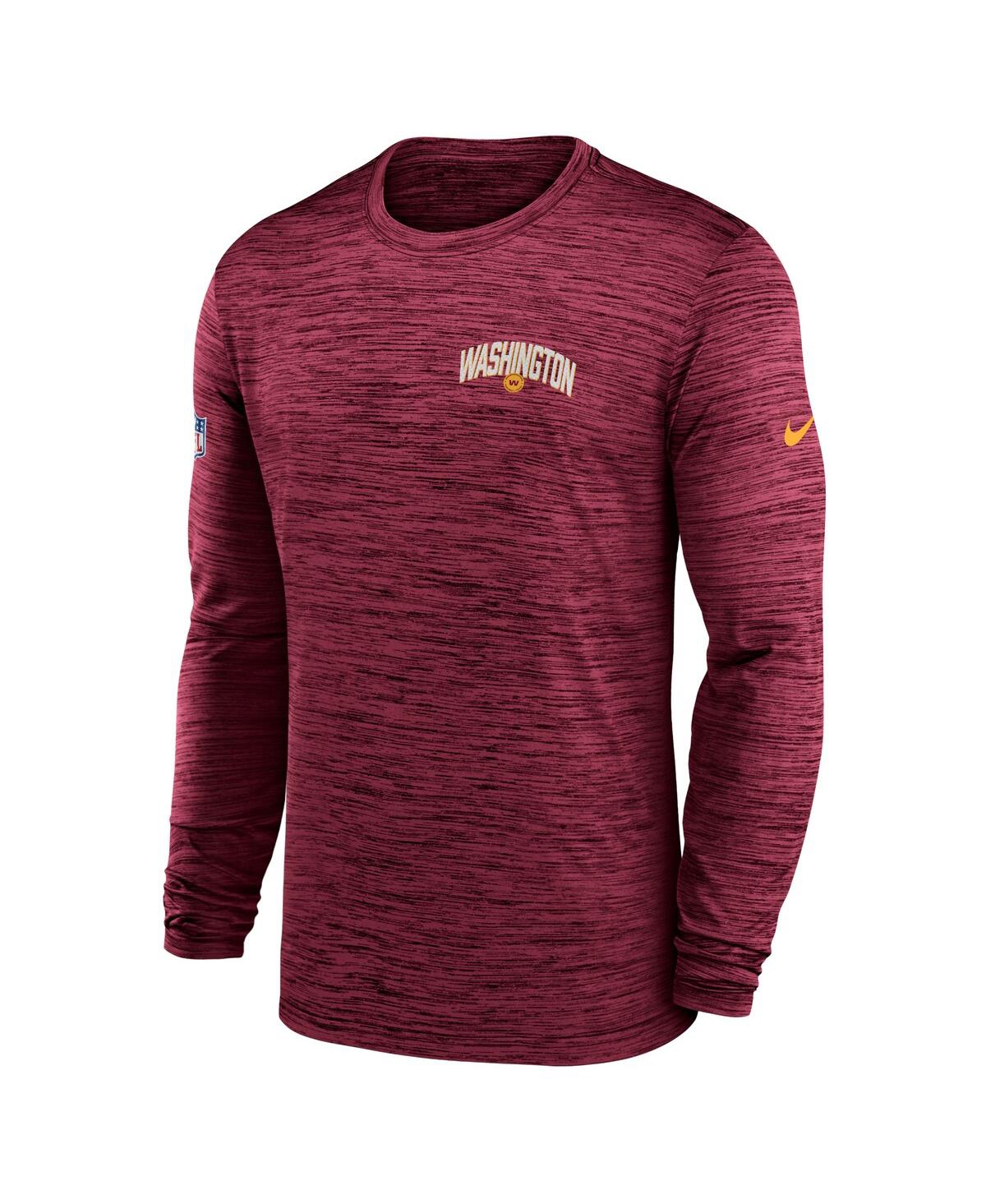 Shop Nike Men's  Burgundy Washington Football Team Velocity Athletic Stack Performance Long Sleeve T-shirt