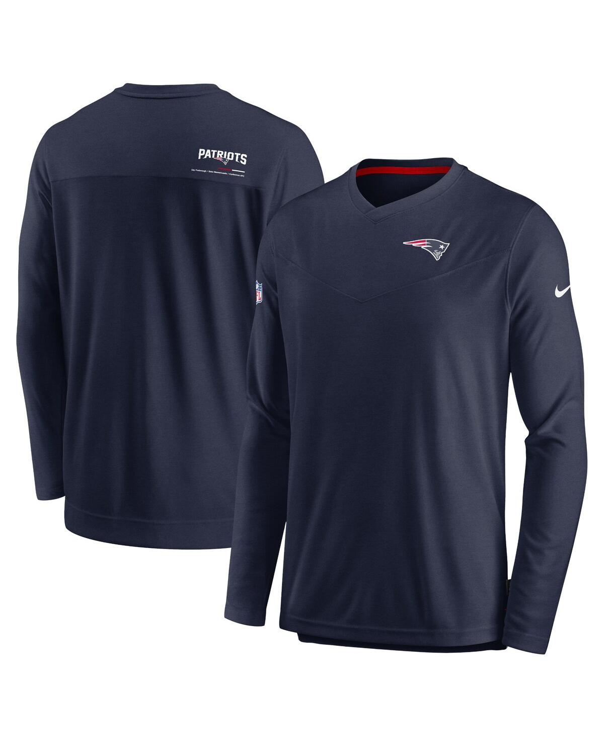 Shop Nike Men's  Navy New England Patriots 2022 Sideline Coach Chevron Lock Up Performance Long Sleeve V-n