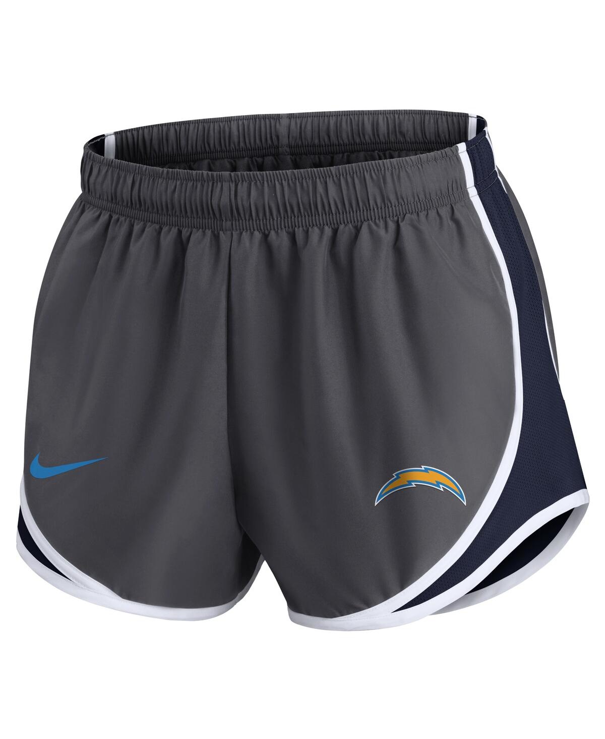 Shop Nike Women's  Charcoal Los Angeles Chargers Logo Performance Tempo Shorts