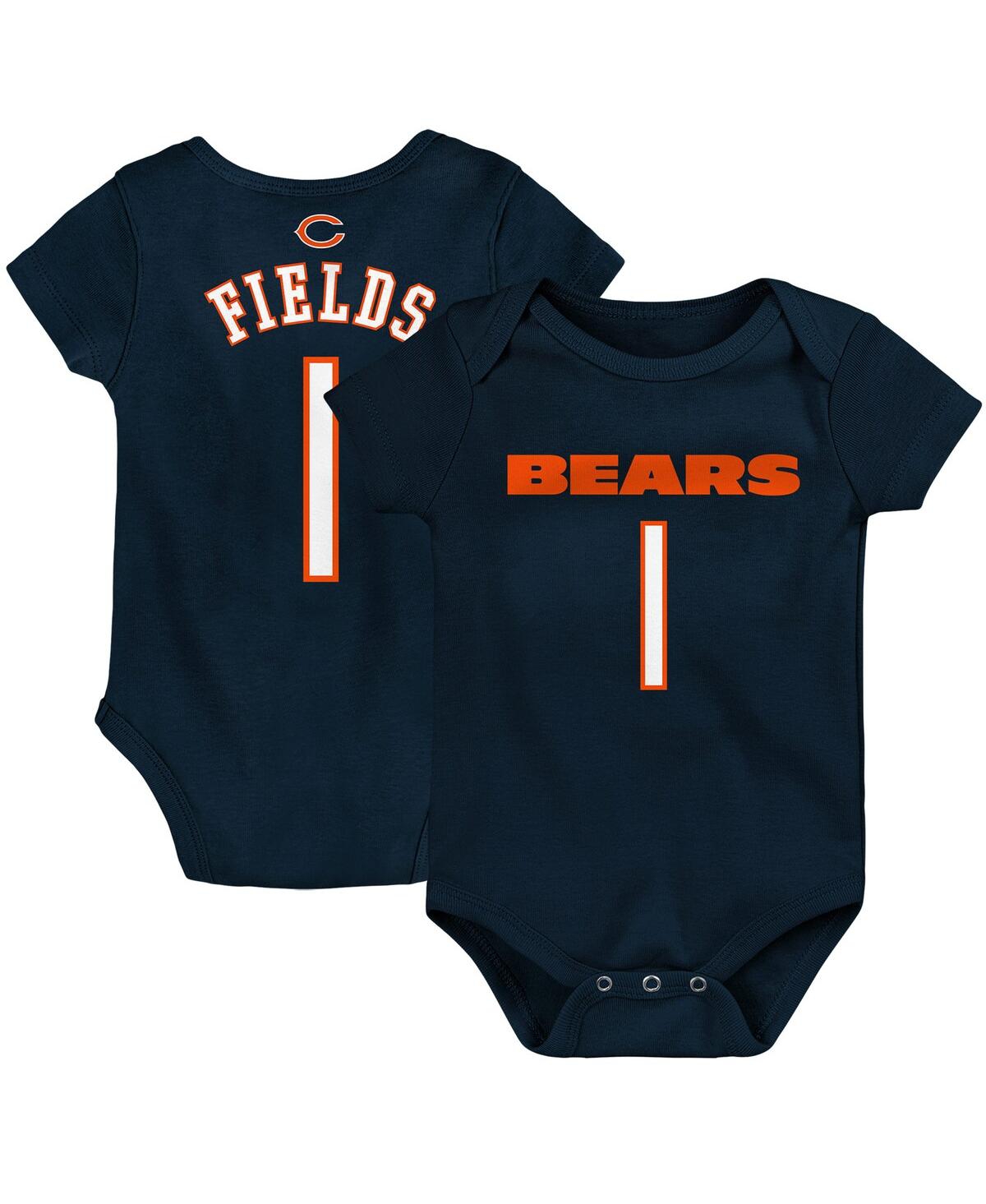 Outerstuff Babies' Infant Boys And Girls Justin Fields Navy Chicago Bears Mainliner Player Name And Number Bodysuit