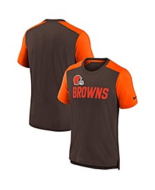 Boys Youth Heathered Brown, Heathered Orange Cleveland Browns Colorblock Team Name T-shirt