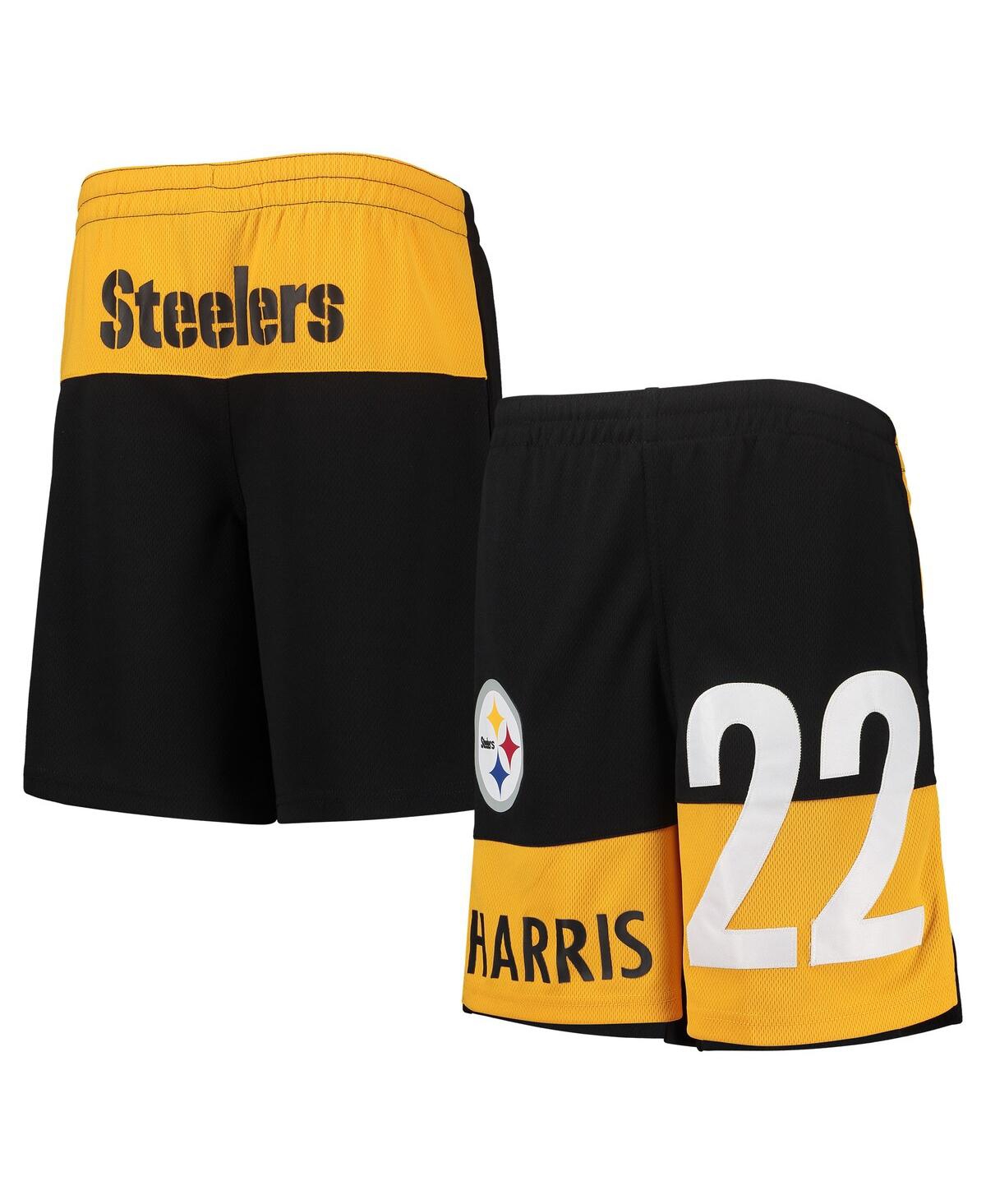 Outerstuff Kids' Big Boys Najee Harris Black Pittsburgh Steelers Name And Number Player Shorts