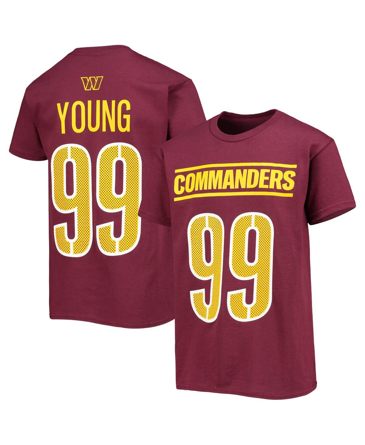 Shop Outerstuff Big Boys Chase Young Burgundy Washington Commanders Mainliner Player Name And Number T-shirt