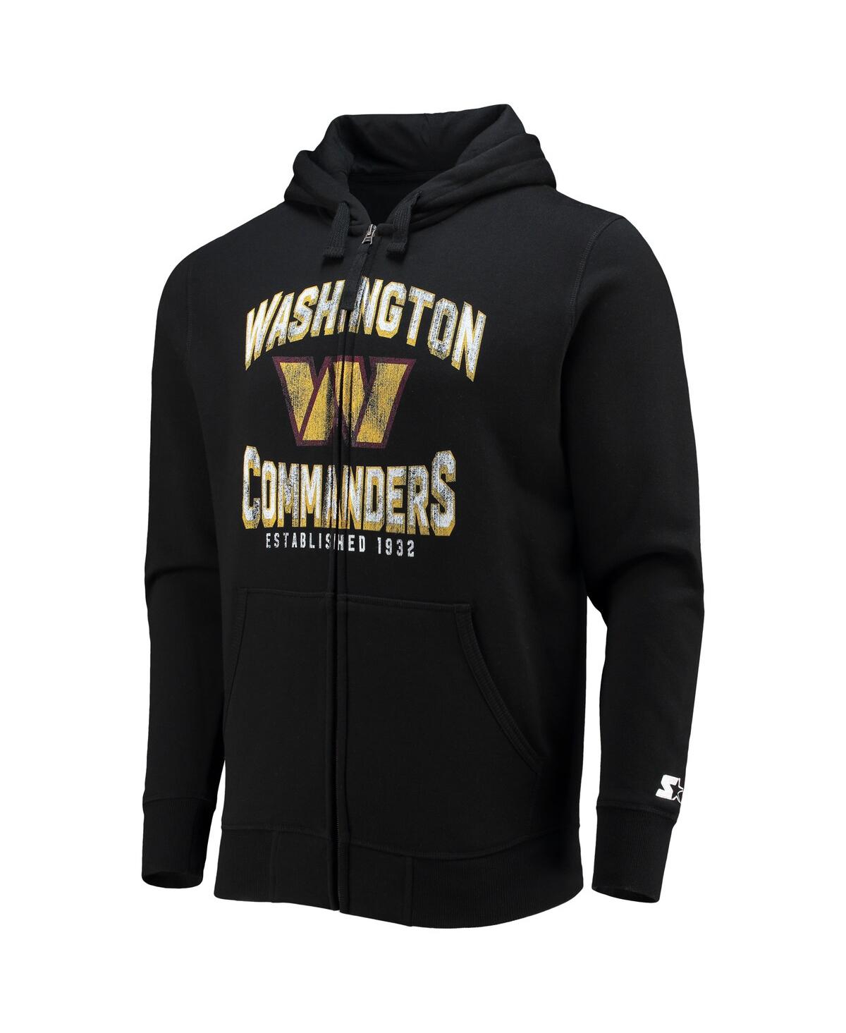 Starter Black Washington Commanders Post-season Full-zip Hoodie In Black