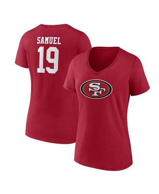 Women's Fanatics Branded Christian McCaffrey Scarlet San Francisco 49ers Plus Size Player Name & Number V-Neck T-Shirt