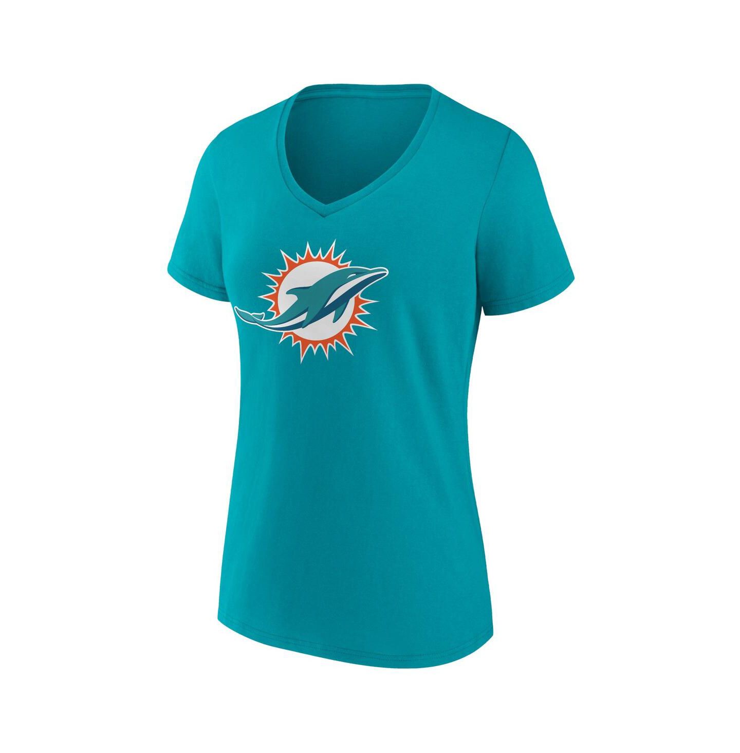 Женская футболка Fanatics Tyreek Hill Aqua Miami Dolphins Player Icon Name and Number V-Neck — фото 3