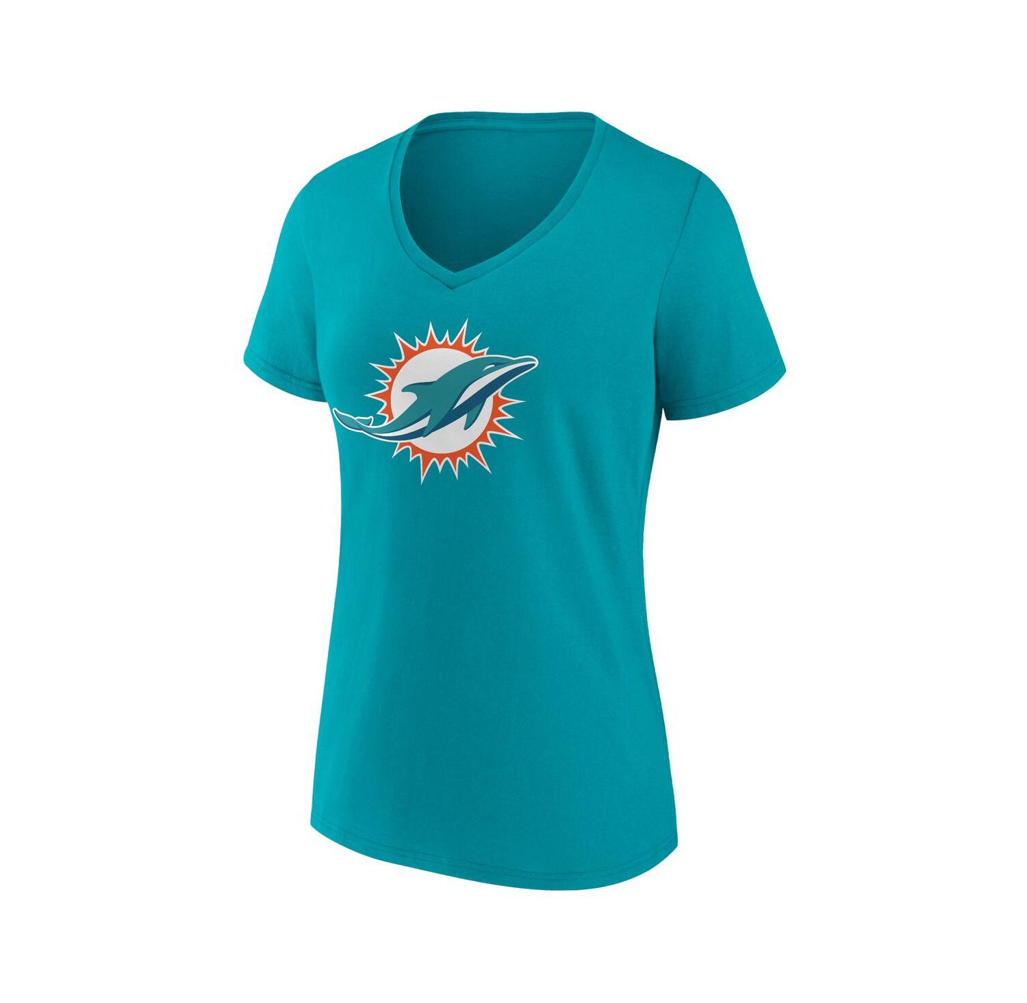 Women's Tyreek Hill Aqua Miami Dolphins Player Icon Name and Number V-Neck T-shirt