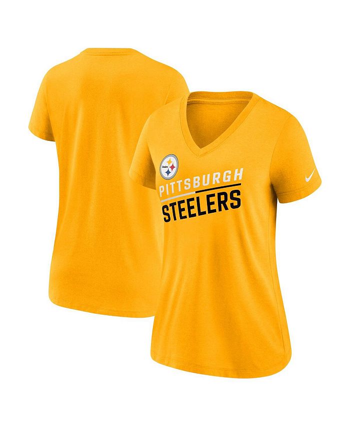 Nike Women's Gold Pittsburgh Steelers Slant Logo TriBlend VNeck T