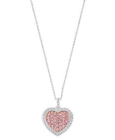 EFFY® Pink Diamond (3/4 ct. t.w.) & White Diamond (1/3 ct. t.w.) Pavé Heart 18" Pendant Necklace in 18k White Gold