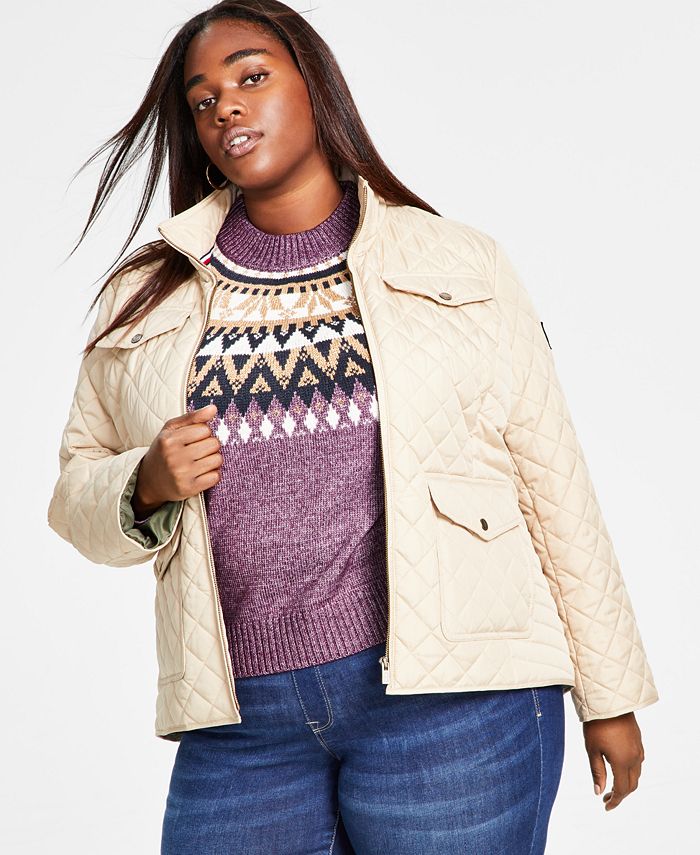 Tommy Plus Size Quilted Stand-Collar Jacket