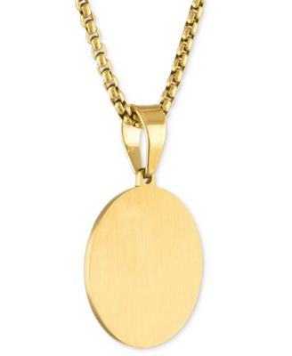 Men's Diamond Cross Oval 22" Pendant Necklace in Black & Gold-Tone Ion-Plated Stainless Steel