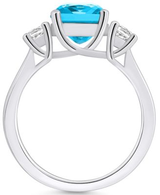 Blue Topaz (2-3/4 ct. t.w.) and Diamond (1/3 ct. t.w.) Ring in 14K White Gold