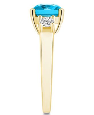 Blue Topaz (2-3/4 ct. t.w.) and Diamond (1/3 ct. t.w.) Ring in 14K Yellow Gold