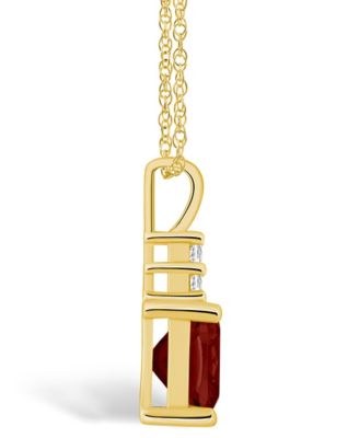 Garnet (2-3/4 Ct. T.W.) and Diamond (1/10 Ct. T.W.) Pendant Necklace in 14K Yellow Gold