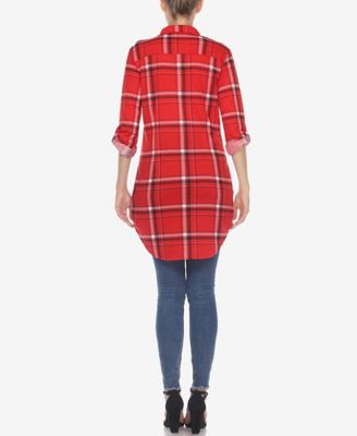 Women's Plaid Tunic Top Shirt