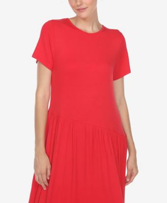 Women's Short Sleeve Asymmetrical Waist Maxi Dress