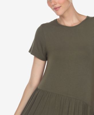 Women's Short Sleeve Asymmetrical Waist Maxi Dress