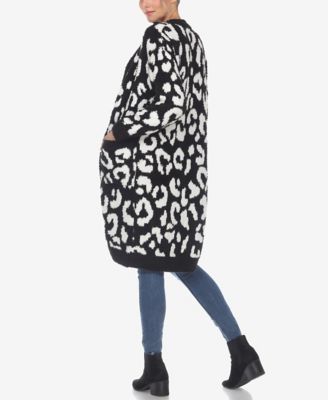 Women's Leopard Print Open Front Sherpa Cardigan