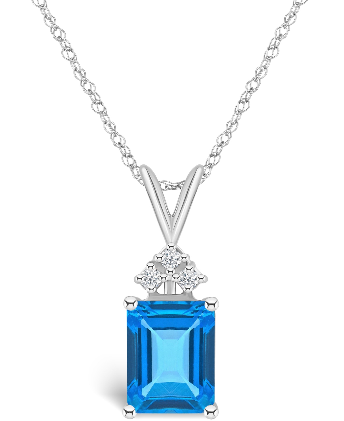 Blue Topaz (3 ct. t.w.) and Diamond (1/10 ct. t.w.) Pendant Necklace in 14K Yellow Gold or 14k- White Gold