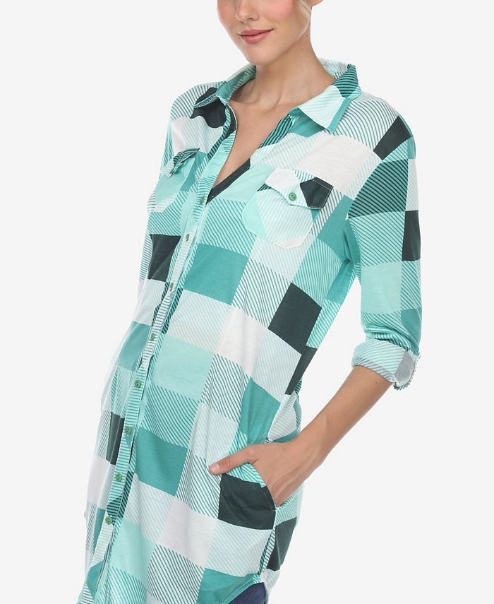 White Mark Women's Plaid Tunic Shirt Macy's
