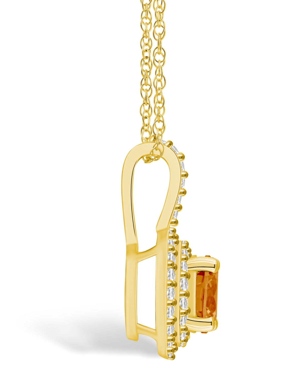 Macy's(1-1/4 Ct. T.w.) and Diamond (3/8 Ct. T.w.) Halo Pendant Necklace in 14K Yellow Gold - Citrine