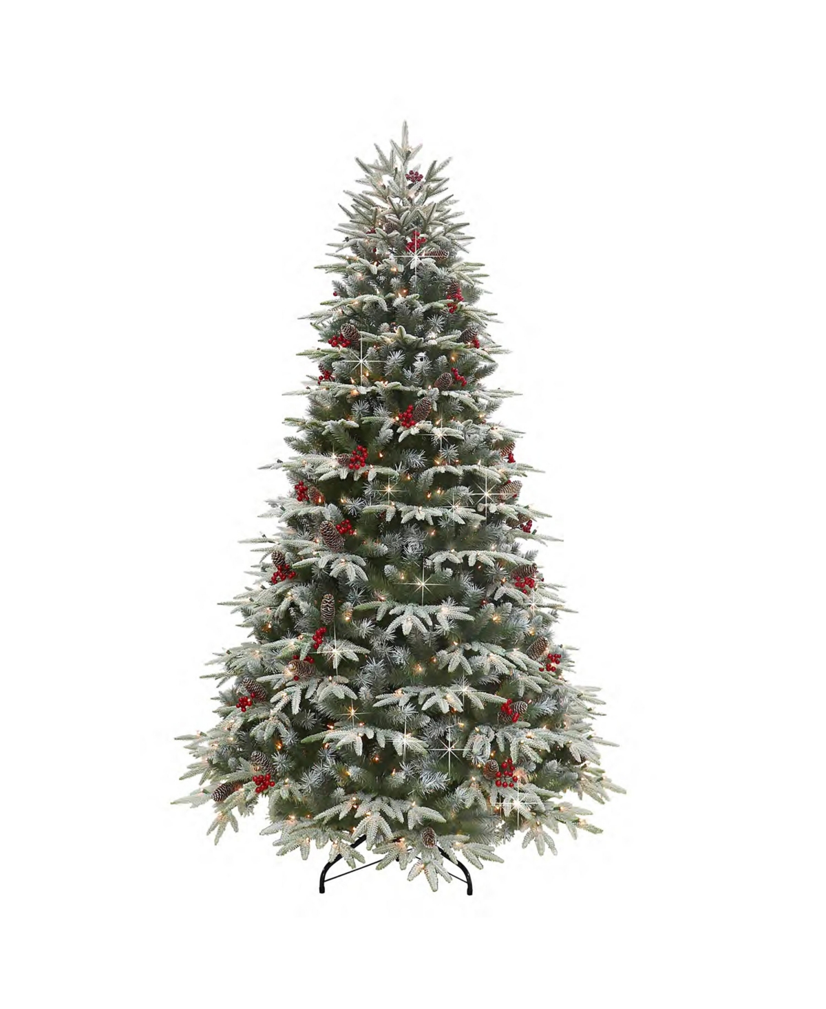 Puleo 6.5' Pre-lit Flocked Halifax Fir Tree With 500 Underwriters Laboratories Clear Incandescent Lights, In Green